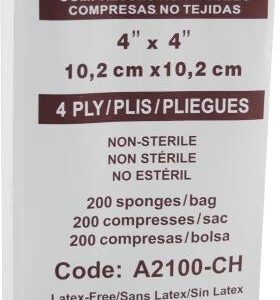 Compresse non-tissée  4"  x  4" , non-stérile , 4 plis  (200/pqt)