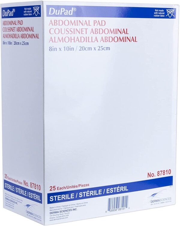 Compresse abdominale stérile 8"  x  10"  ( 25/bte )