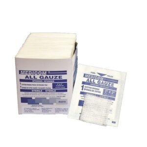 Compresses en coton stérile  2" x 2"   12 plis  ( 100/pqt )