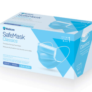 Masque de procédure bleu Niveau 1 avec boucles auriculaires  (50/bte)