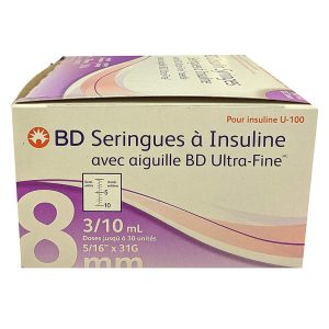 Seringue à insuline Ultra Fine II  3/10 ml  - 31 g  ( 10/pqt )