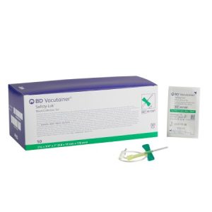Papillon BD Vacut. Safety avec raccord Luer Lock Vert 21G x 3/4" ( 50/bte)