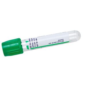 Tube d'héparine sodium  6 ml  vert  ( 100/bte )