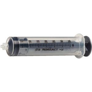 Seringue Monoject 35 ml  stérile avec embout excentré  ( 30/bte )