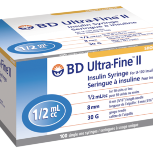Seringue à insuline Ultra Fine II  1/2"  8mm  30G  (100/bte )