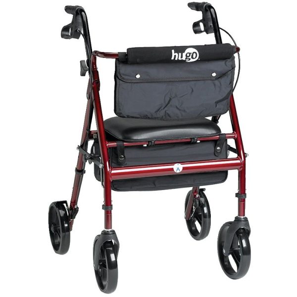 Déambulateur léger Hugo Élite rouge avec pochette de tissus