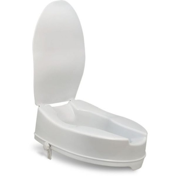 Siège de toilette surélevé allongé 4" avec couvercle