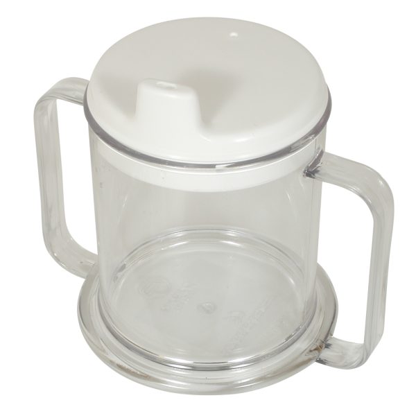Tasse à anse double avec couvercle