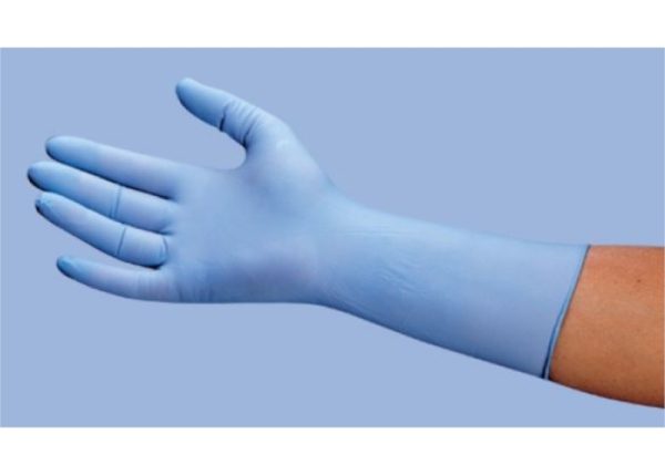 Gant de nitrile bleu large poignet long - 6 mm  ( 50/bte )