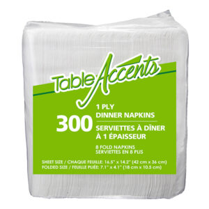 Serviette à diner 1 pli  (10 pqt de 300/cs)