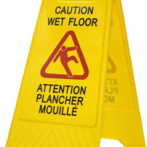 Pancarte plancher mouillé jaune