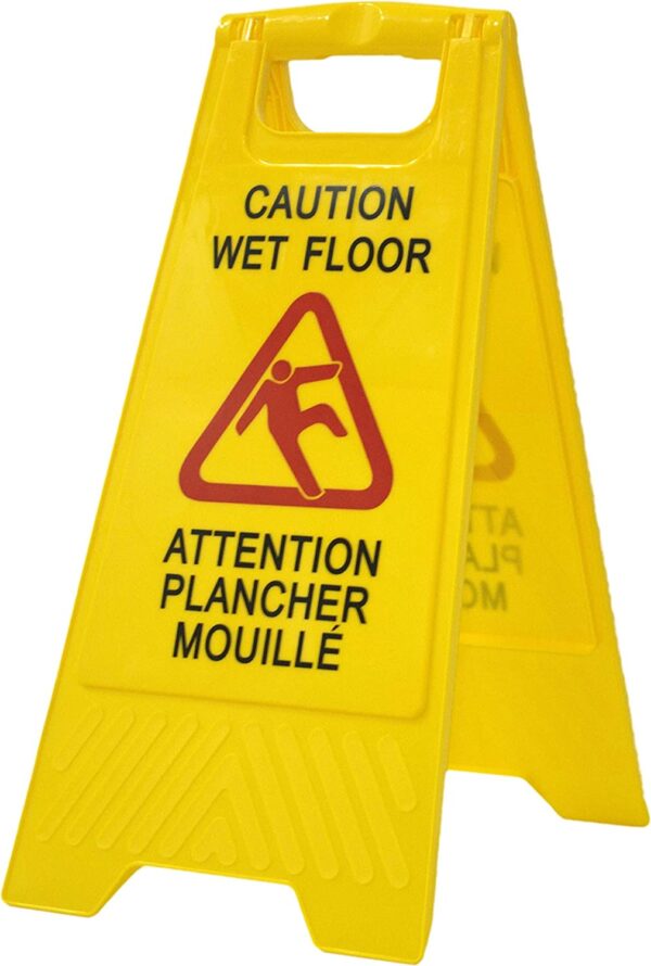 Pancarte plancher mouillé jaune