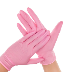 Gant de nitrile texturé rose sans poudre  petit  ( 300 un./bte )