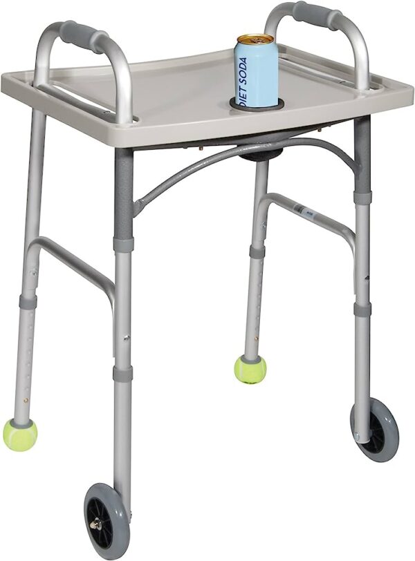 Plateau pour marchette avec porte-gobelet