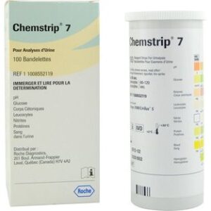 Bandelette d'analyse urinaire Chemstrip no #7  (100/bte)