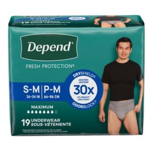 Culotte Pull-Up Depend pour homme small/médium abs. max (19/pqt)