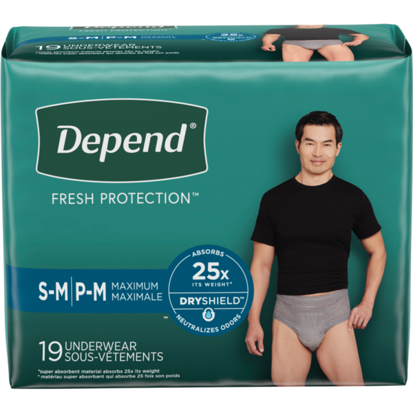 Culotte Pull-Up Depend pour homme small/médium abs. max  ( 19/pqt )
