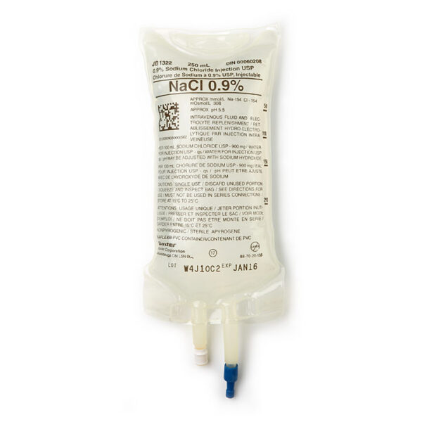 Chlorure de sodium injectable 0.9%  en 250 ml  ( 30/cs )