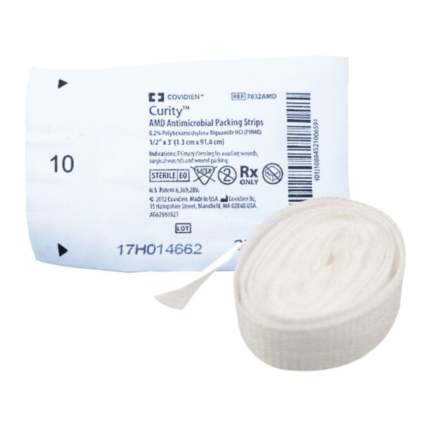 Mèche de coton stérile antimicrobienne  1/2" Curity AMD  ( 10/bte )