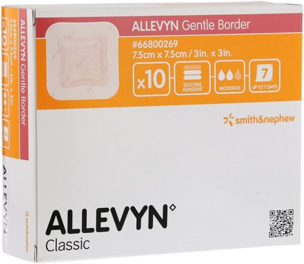 Pansement Hydrocellulaire Allevyn Gentle Border 7.5 cm  x 7.5 cm  (10/bte)