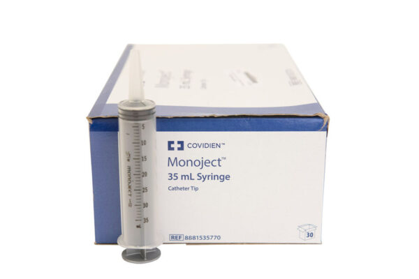 Seringue Monoject orale avec embout cathéter 35 ml claire