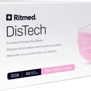 Masque de procédure rose avec boucles auriculaires  (50/bte)