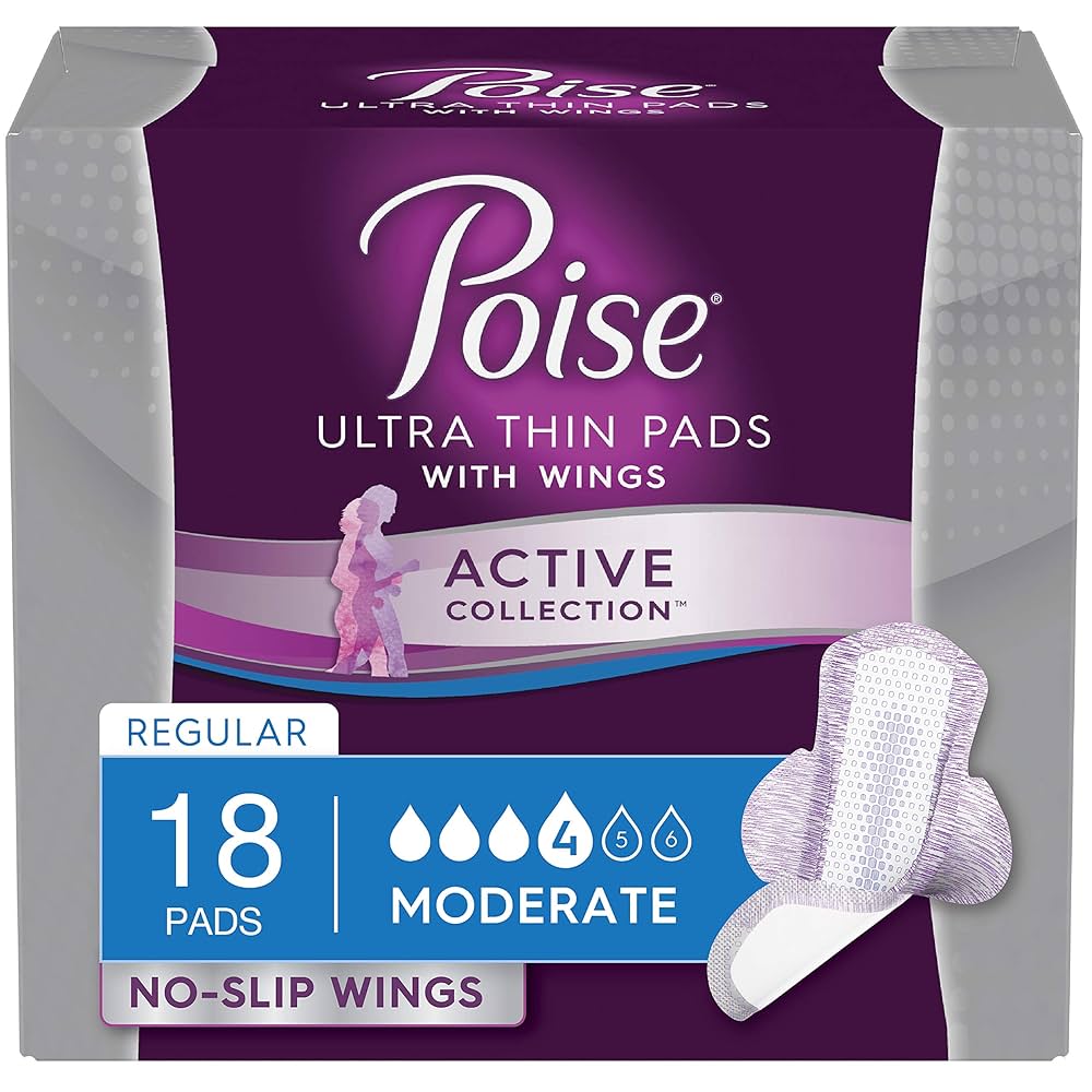 Serviette Poise Ultra-Mince absorption modérée 4 gouttes (18/pqt)
