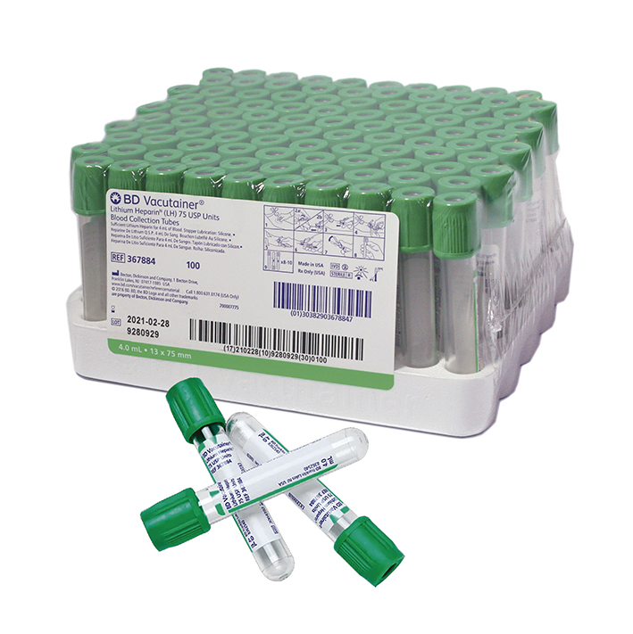 Tube plastique Héparine de lithium 75 USP 4 ml (100/bte)