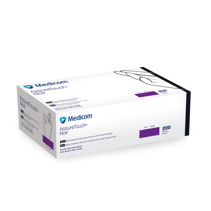 Gant d'examen médicale en nitrile noir texturé X-S (200/bte)