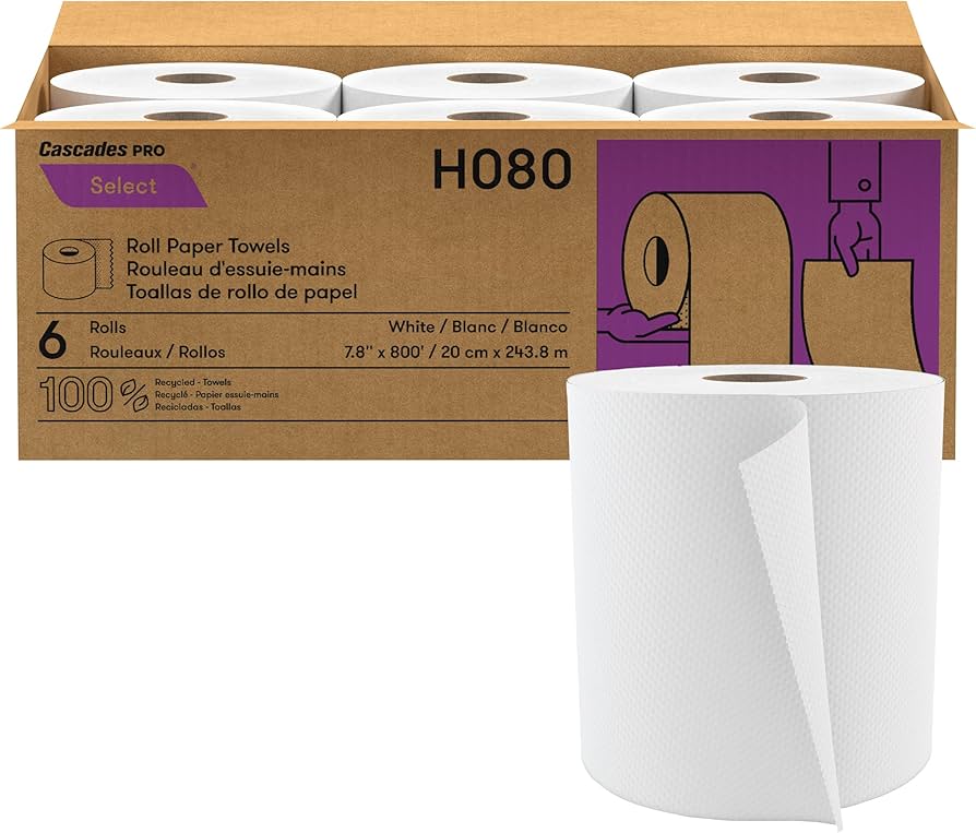 Papier à main blanc 800 pieds (6 rlx / cs)
