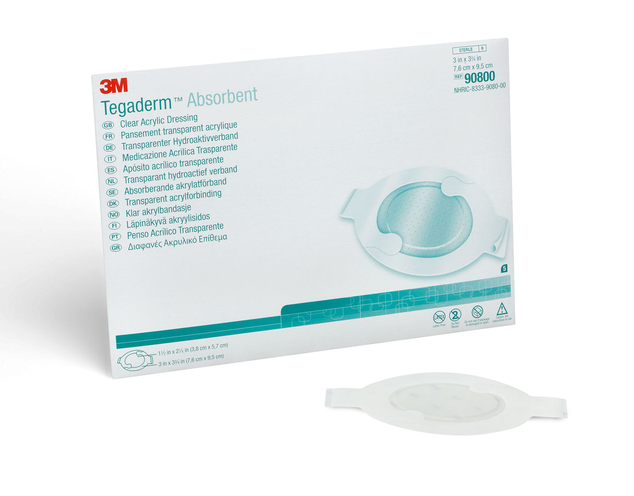 Pansement Tegaderm acrylique transparent ovale - 21 jours 3.75" x 3" (10/bte)
